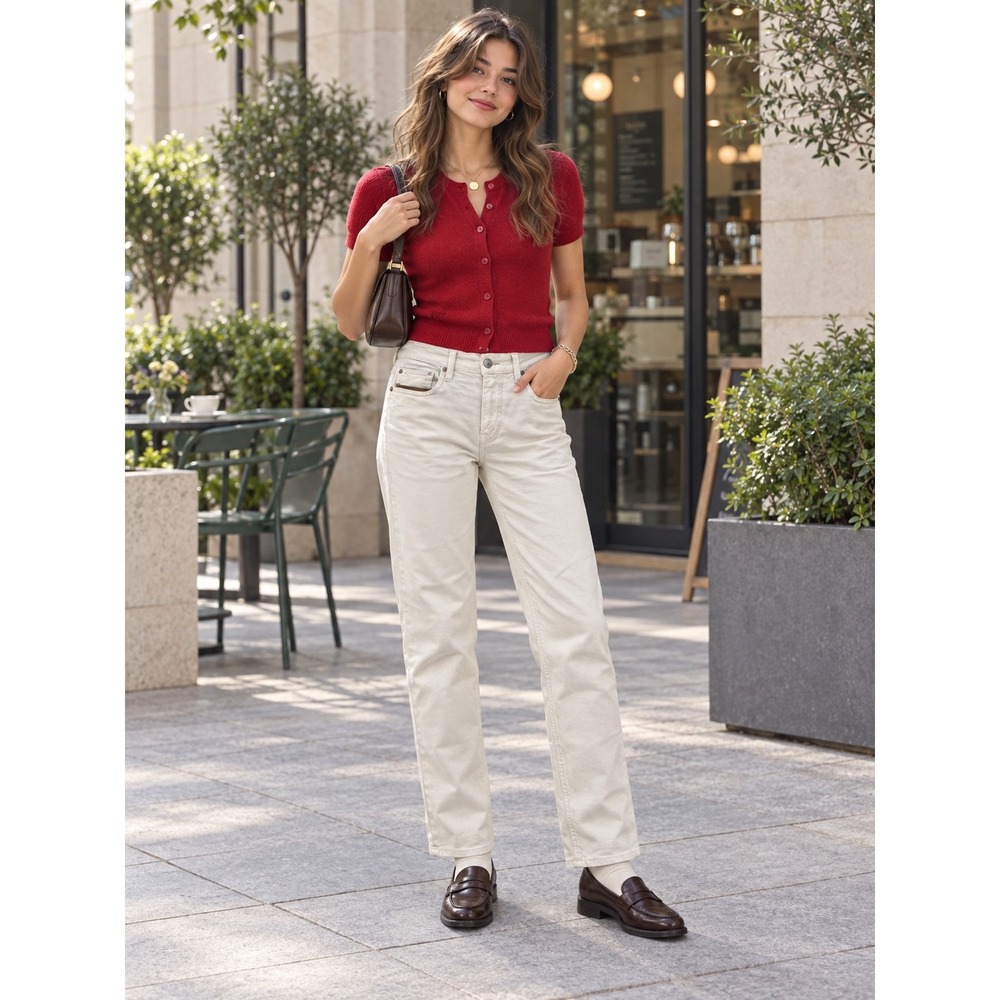 Joe's Jeans The Brixton Straight Leg Pants Cream Off-White Size 29 W29 Slim